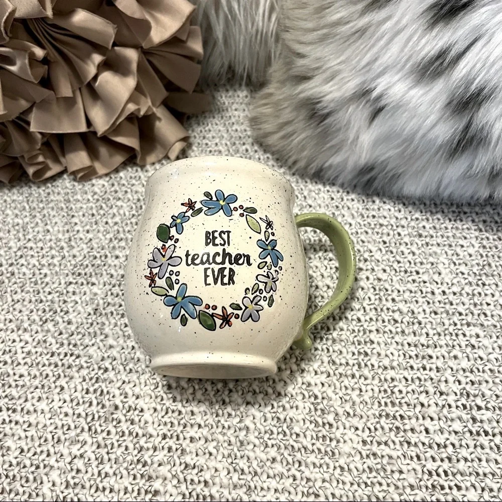 Best Teacher Ever Floral Speckled Coffee Mug Cup By Tag